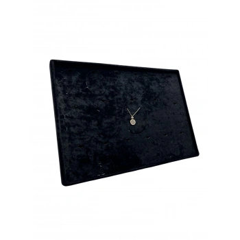 Süet Kumaş Siyah 34-24 Cm Ayaklı 17 Pedli Kolye Tabla Stand