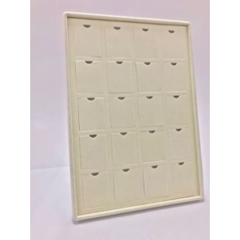 Dikine Süet Kumaş Krem 34-24 Cm Ayaklı 20 Pedli Kolye Tabla Stand