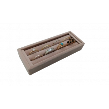 Süet Kumaş Pembe Renk 18 / 7 Cm Rulo Çekmece İçi Yüzük Standı