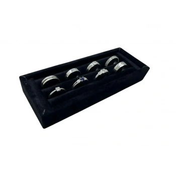 Süet Kumaş Siyah Renk 18 / 7 Cm Rulo Çekmece İçi Yüzük Standı