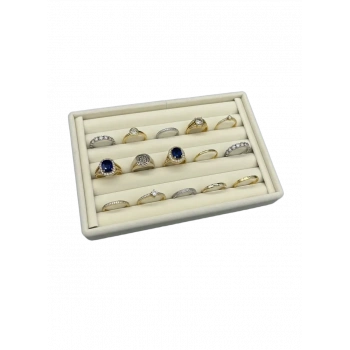 Tunus Model Süet Kumaş Krem Renk 22/14 Cm Sosis Yüzük Tabla Standı