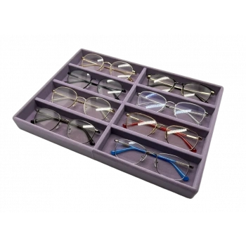 New York Model Süet Kumaş Lila Renk 34/24 cm Bölmeli Çekmece Içi Gözlük Standı