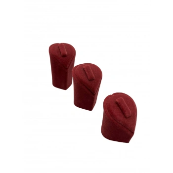 Süet Kumaş Kırmızı Renk Üçlü Takım Yüzük Sergileme Aksesuar