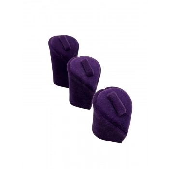 Kalp Model Süet Kumaş Mor Renk Üçlü Takım Yüzük Sergileme Aksesuar