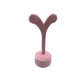 Süet Kumas Pembe Renk 12 Cm Küpe Sergileme Aksesuar