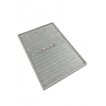 Madrid Model Süet Kumaş Gri Renk 34/24 Cm Kademeli Çekmece İci Bileklik-kolye Standı