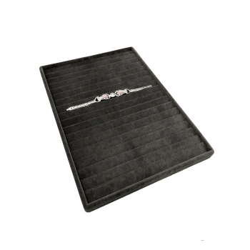 Madrid Model Süet Kumaş Füme Renk 34/24 Cm Kademeli Çekmece İci Bileklik-kolye Standı