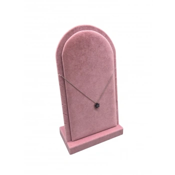 Batum Model Süet Kumaş Pembe Renk 26/15 Cm Ayaklı Kolye Sergileme Standı