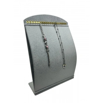 Süet Kumaş Gri Renk 34 cm / 24 cm Dik Bombeli Takı Standı