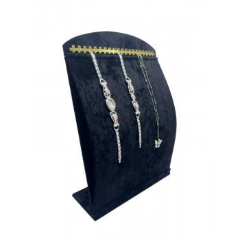 Süet Kumaş Siyah Renk 34 cm / 24 cm Dik Bombeli Takı Standı