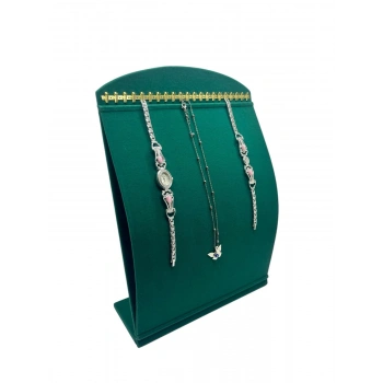 Süet Kumaş Yeşil Renk 34 Cm / 24 Cm Dik Bombeli Takı Standı