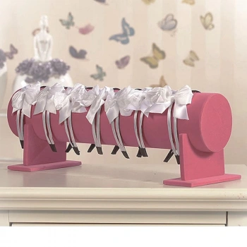 Büyük Boy Süet Kumaş Pembe Renk 50 cm Ayaklı Taç Standı