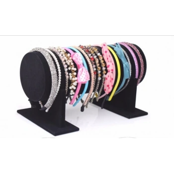 Büyük Boy Süet Kumaş Siyah Renk 40 cm Ayaklı Taç Standı