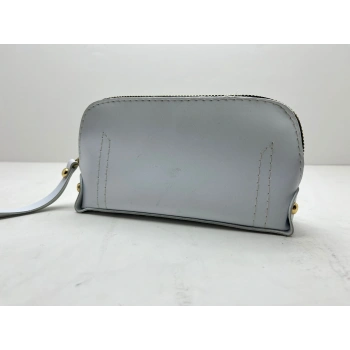 Deri Kumaş Beyaz Renk 17x10 Cm Takı-Makyaj Fermuarlı Çantası