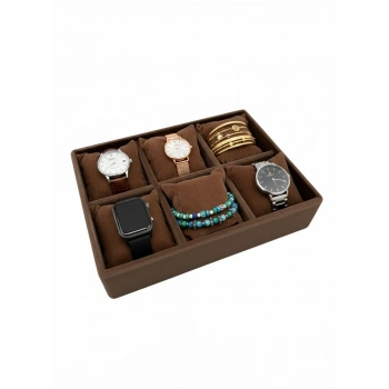 Dobric Model Süet Kaplama Kahve Renk 24/18 cm Yastıklı Çekmece Ici Takı Düzenleyicisi