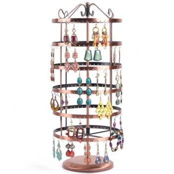 İthal Metal Dönen Yuvarlak Model Bakır Renk 46x16 Cm Küpe Standı