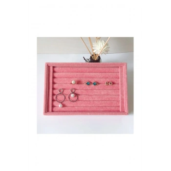 Süet Kumaş  Pembe Renk 14/22 Cm Sosisli Yüzük Standı