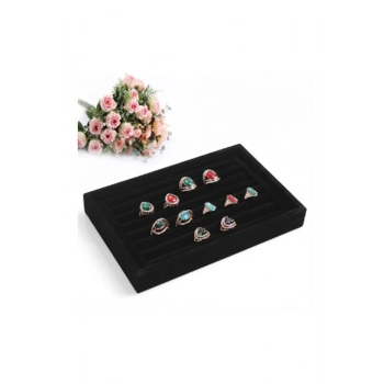 Süet Kumaş Siyah Renk 14/22 Sosis Yüzük Tablası