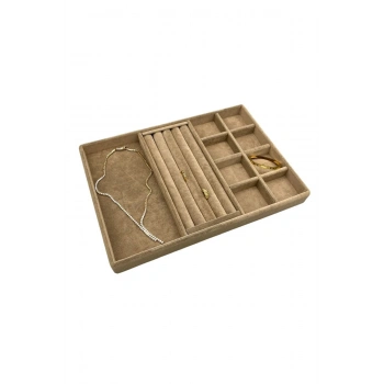 Lizbon Model Süet Kumaş Sütlü Kahve Renk 24/34 Cm Takı Sergileme Standı