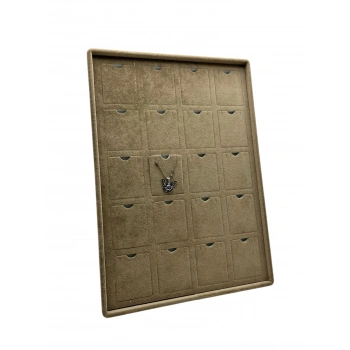 Dikine Süet Kumaş Kahve 34-24 Cm Ayaklı 20 Pedli Kolye Tabla Stand