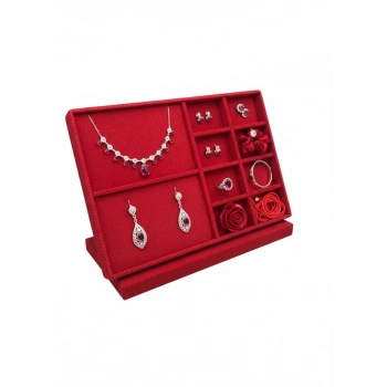 Sidney Model Keten Kumaş Kırmızı Renk 34/24 CmTakı Sergileme Standı