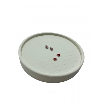 Silindir Model Süet Kumaş 20/20 cm Batırmalı Krem Küpe-Piercing Tablası