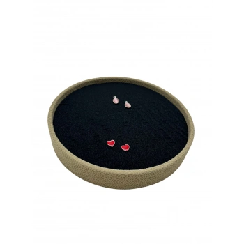 Silindir Model Süet Kumaş 20/20 cm Batırmalı Siyah Küpe-Piercing Tablası