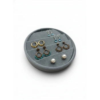 Silindir Model Süet Kumaş 20/20 cm Gri Küpe-Piercing Tablası