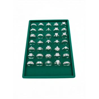 Süeet Kumaş Yeşil Renk 24/17 cm Batırmalı Yüzük Tablası