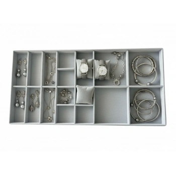 Süet Kumaş 70/38 Cm Süet Kaplama Gri Renk Çekmece içi Takı Tablası