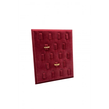 Süet Kumaş Bordo Renk 20/16 Cm Ayaklı Yüzük Sergileme Standı