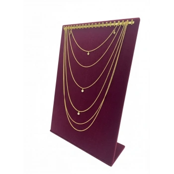 Süet Kumaş Bordo Renk 24/34 Cm Tırnaklı Tesbih-Kolye-Zincir Ayaklı Standı