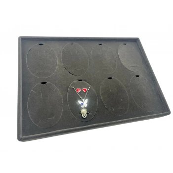 Süet Kumaş Füme 34-24 Cm Ayaklı 8 Pedli Kolye Tabla Stand