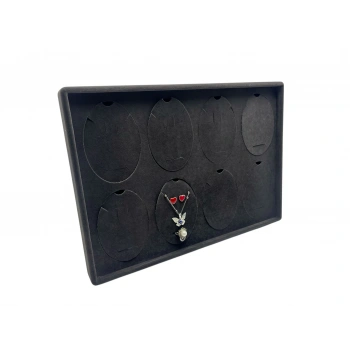 Süet Kumaş Siyah 34-24 Cm Ayaklı 8 Pedli Kolye Tabla Stand