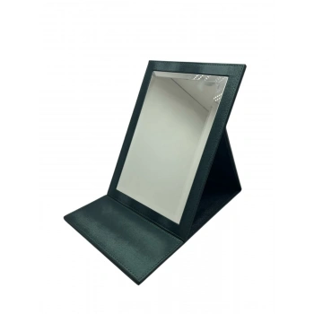 Deri Kumaş Kaplama Yeşil Renk 31*31 cm Katlanabilir Ayaklı Takı Ve Makyaj Aynası