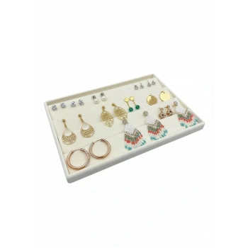 Cezayir Model Süet Kumaş Krem Renk 24-34 cm Enine Küpe Tablası