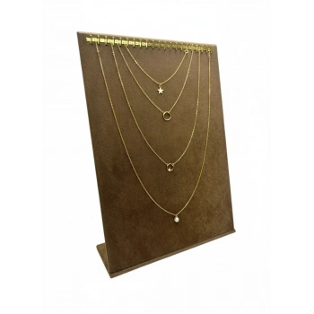 Süet Kumaş Sütlü Kahve Renk 24/34 Cm Tırnaklı Tesbih-Kolye-Zincir Ayaklı Standı