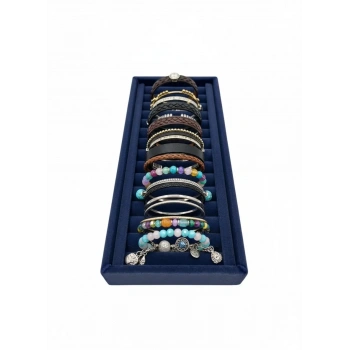 Süet Kumaş Lacivert Renk 25 Cm / 11 Cm Kelepçe-Bileklik Sergileme Standı