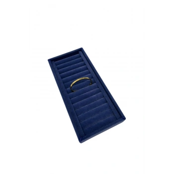 Süet Kumaş Lacivert Renk 25 Cm / 11,5 Cm Kelepçe-Bileklik Sergileme Standı