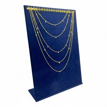 Süet Kumaş Lacivert Renk 24/34 Cm Tırnaklı Tesbih-Kolye-Zincir Ayaklı Standı