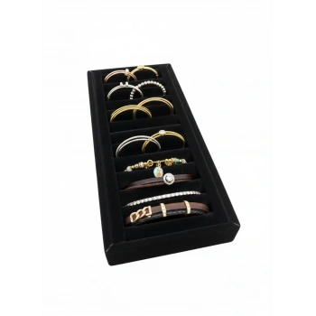 Süet Kumaş Siyah Renk 24 cm / 11,5 cm Kelepçe-Bileklik Sergileme Standı