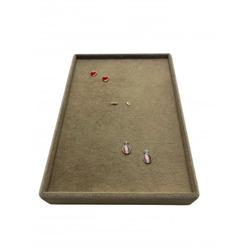 Süet Kumaş Sütlü Kahve Renk 24/17 Cm Batırmalı Piercing - Küpe Tablası