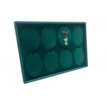 Süet Kumaş Yeşil 34-24 Cm Ayaklı 8 Pedli Kolye Tabla Stand