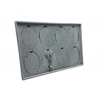 Süet Kumaş Gri 34-24 Cm Ayaklı 8 Pedli Kolye Tabla Stand