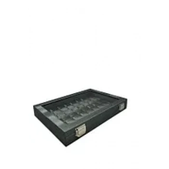 Yeni Cam Kapaklı İmera Deri Kumaş Yeşil Renk 34 cm / 24 cm Tırnaklı Yüzük Tablası