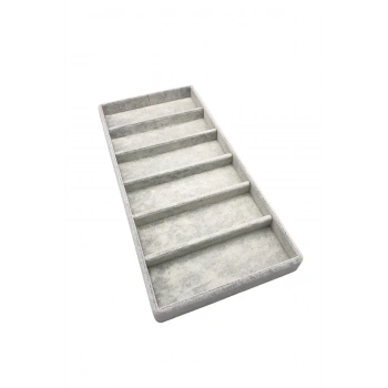 Lefkoşa Model Süet Kumaş Gri Renk 38 Cm / 19 Cm Gözlük Sergileme Çekmece Içi Stand