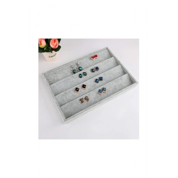 Süet Kumaş  Gri Renk 24-34  Küpe Tabla Standı