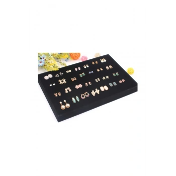 Süet kumaş siyah renk 24-34 küpe sergileme tablası