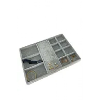 Ankara Model Süet Kumaş Gri Renk Çekmece İçi Takı Standı