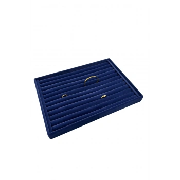 Süet Kumaş Lacivert Renk 34 cm / 24 cm Sosisli Yüzük Sergileme Standı